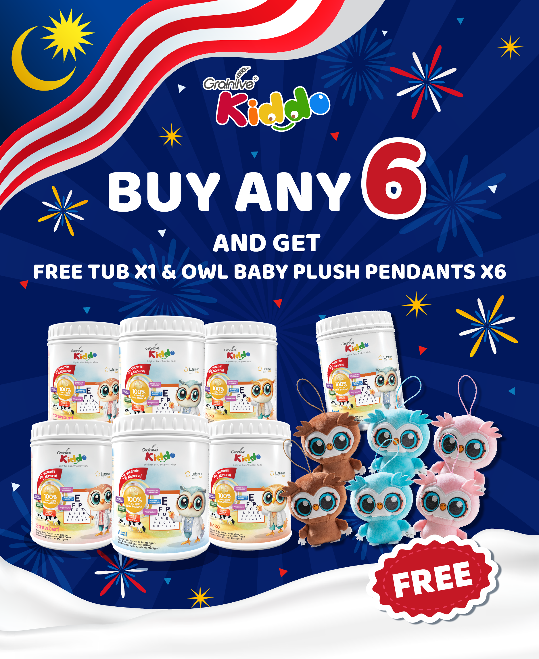 【Kiddo】Buy 6 Free 1 & Get 6 Owl Baby Character