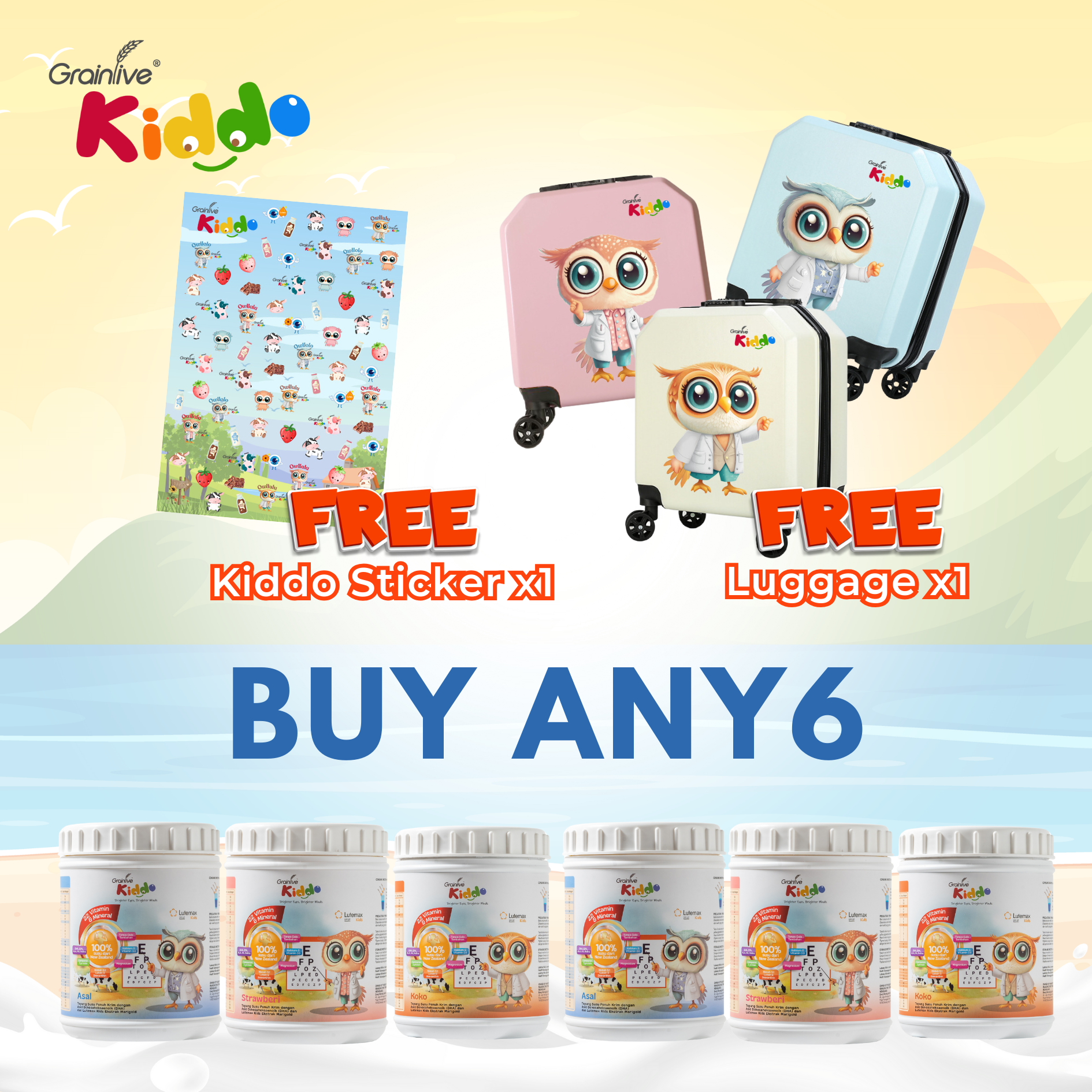 Kiddo - Buy any 6, get free gifts