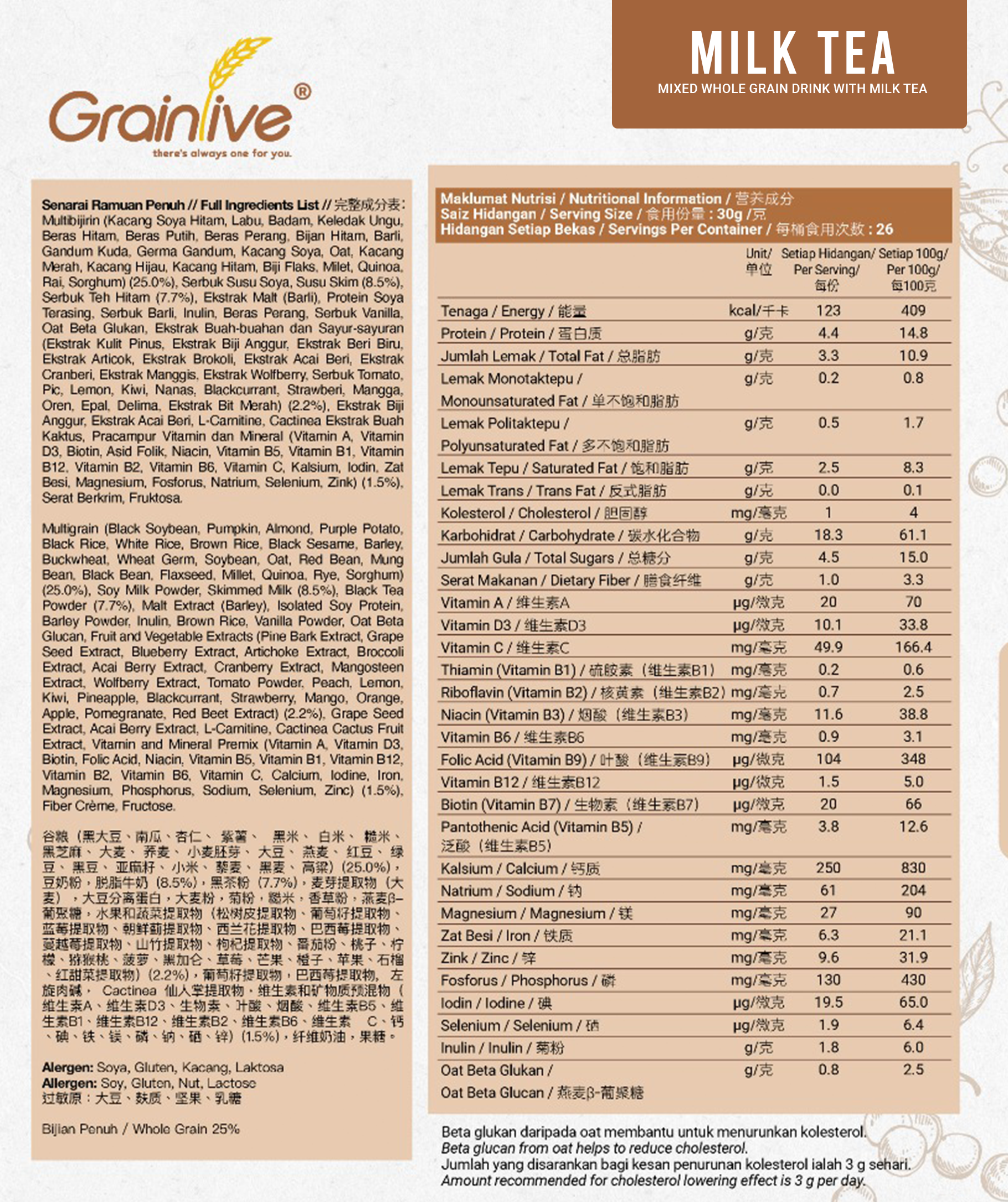 Grainlive® Milk Tea 800g