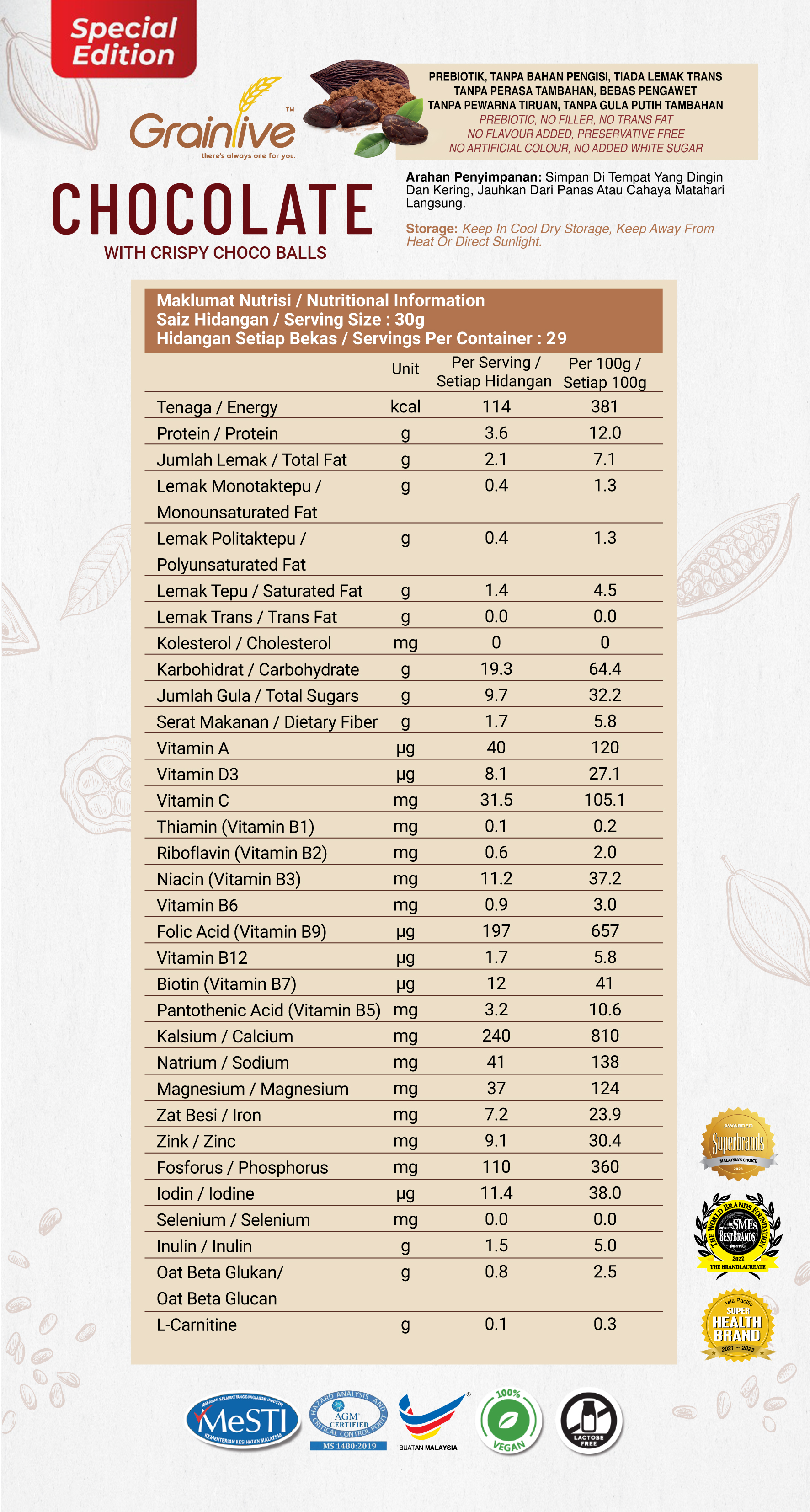 Grainlive® Special Edition Chocolate & Crispy Choco Balls 880g