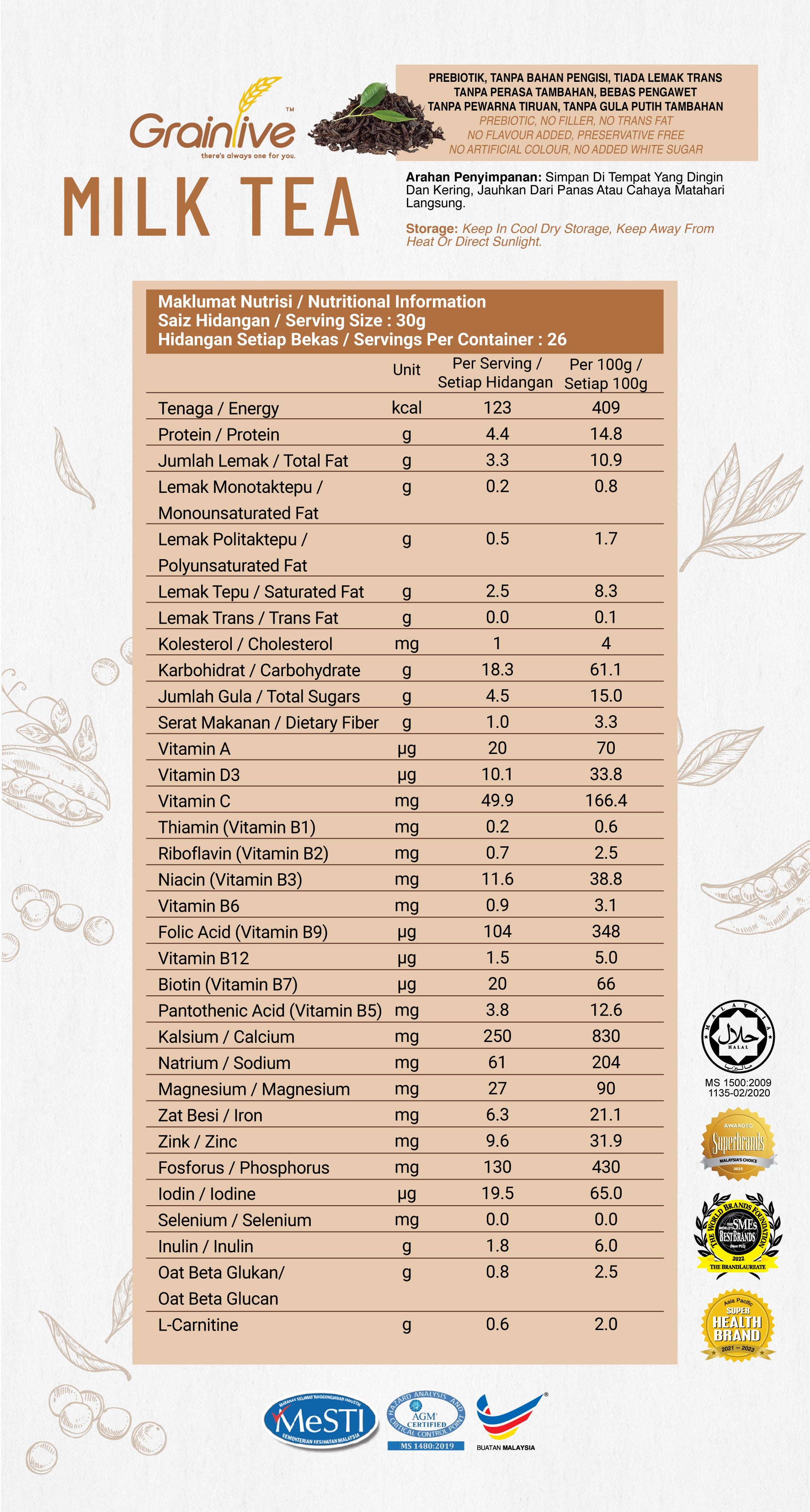 Grainlive® Milk Tea 800g