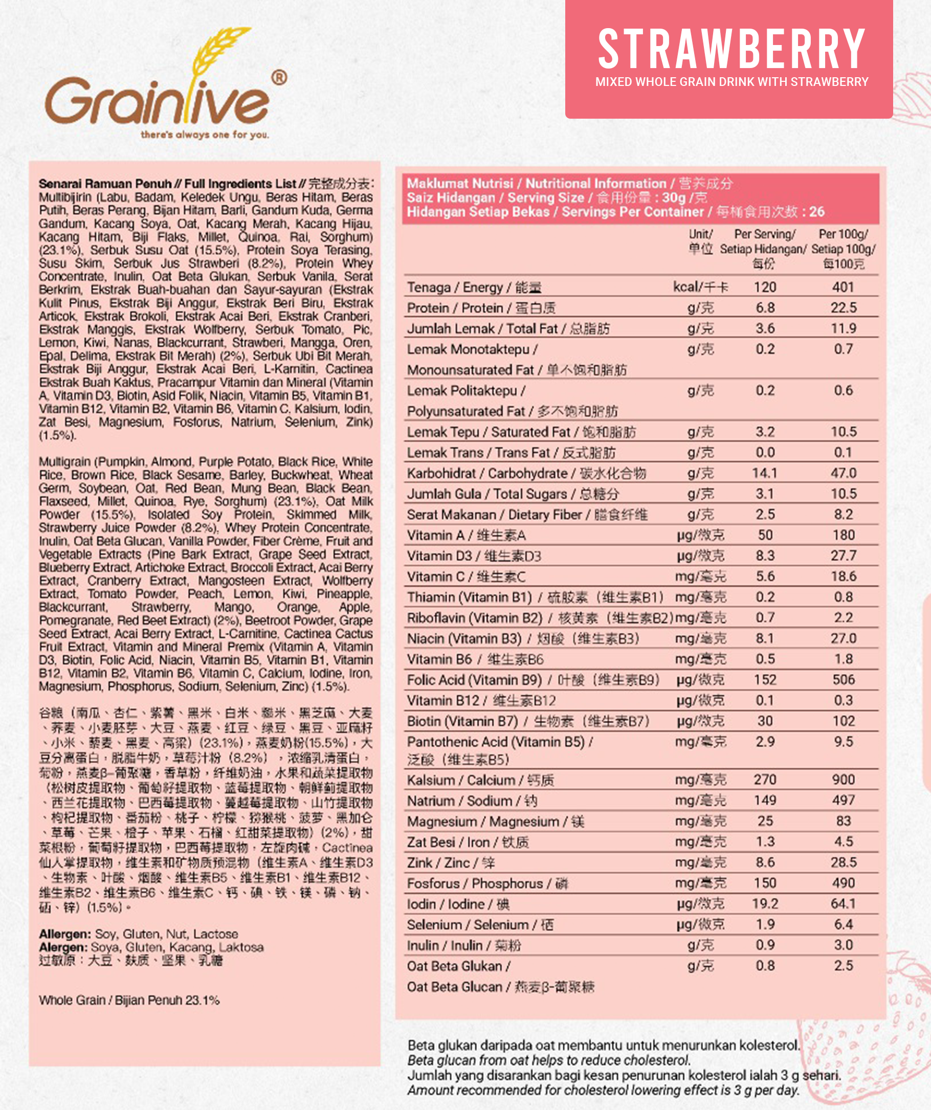 Grainlive® Strawberry 800g